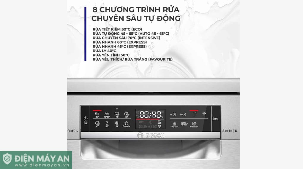 Máy rửa bát độc lập Bosch Serie 6 Sấy Zeolith SMS6ZCI85M